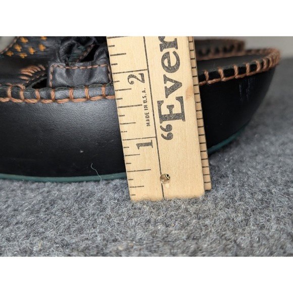 Indigo By Clarks Wedge Womens Black Leather Embroidered Sandals Size 8.5M - Picture 7 of 12